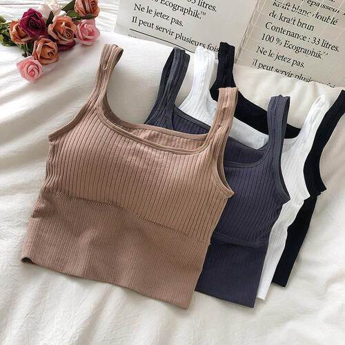 Seamless Crop Top Women Underwear Wire-Free U-Shaped Camisol