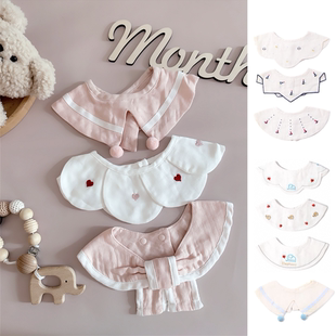 夏季薄款纯棉纱布婴儿围嘴男宝卡通高端装饰外出围兜新生儿口水巾