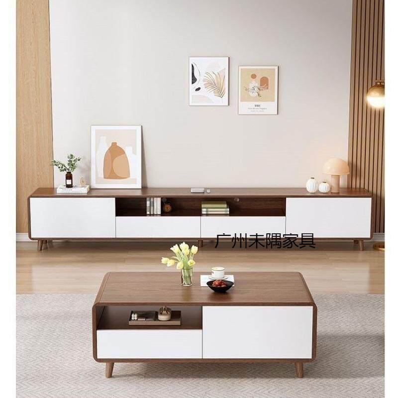 实木茶几电视柜组合客厅家用小户型经济型原木风2026年新款茶几桌