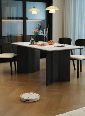 奶桌油风白色实木桌组椅餐合小户型长方形吃饭子家NSF用方桌白蜡