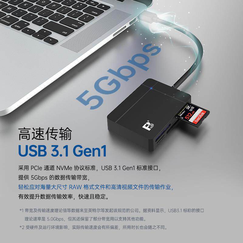 沣标7槽5盘符读卡器3.0高速 SD CF TF MS SDXC XD存储卡读取器