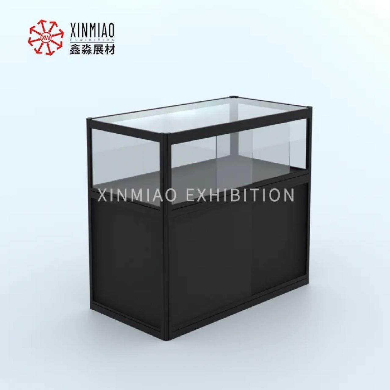 展览展示用折叠款铝合金玻璃展示柜 黑色玻璃展柜精品柜厂家直销