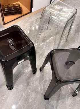 塑料透明可亚克力凳子叠放用加厚客厅方板凳轻奢椅AL101956子结实