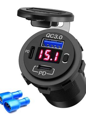 新品28078P+Q3.0带双开关D3口充电器中间C数字电压显示