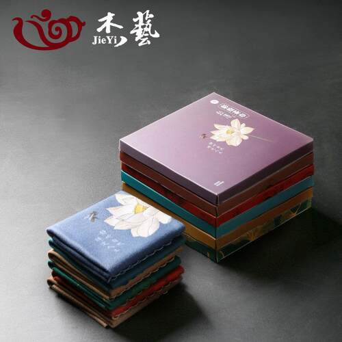 高档茶巾茶布吸水加厚功夫茶养壶巾茶具茶台抹布彩绘丝绒茶巾垫
