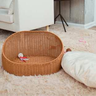 Ins人气手工编织PP仿藤开放式 通用宠物小窝 猫窝防刮耐磨狗窝四季