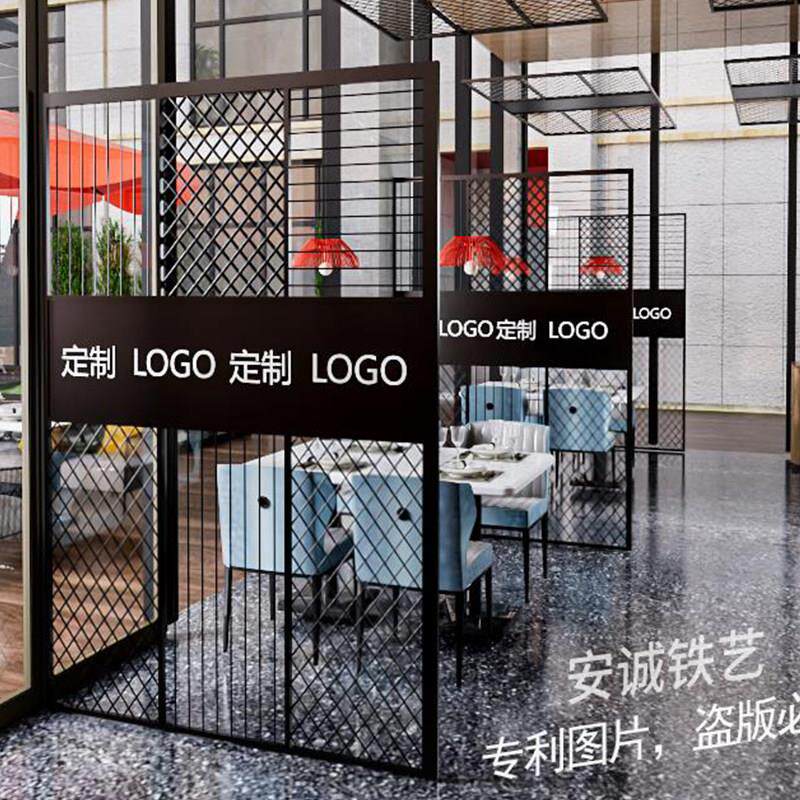 定制镂空铁艺屏风办公室餐客厅隔间墙简易自装悬吊式天花板装饰格