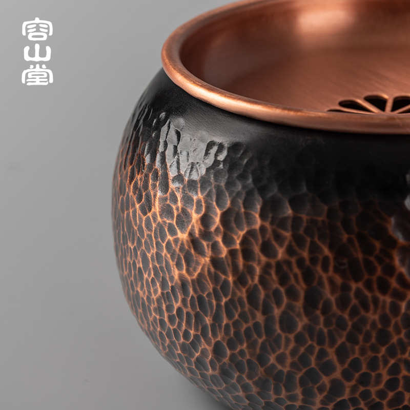容山堂 手工纯铜建水 大小号茶洗储水茶盘壶承茶渣桶功夫茶具配件