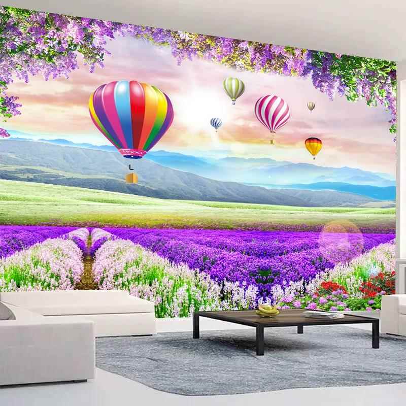 3d立体壁画海边风景花草壁纸卧室客厅电视沙发背景墙贴画自粘