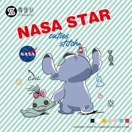 nasa史迪仔联名短袖t恤男情侣装夏装ins超火潮牌史迪奇宽松半袖潮