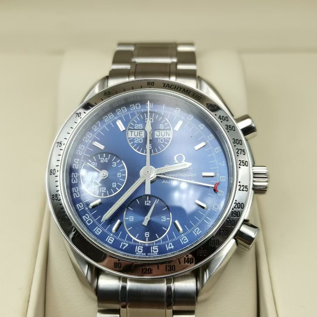 先鉴后发95新夜光欧米茄超霸系列3523.80.00自动机械男士腕表蓝盘