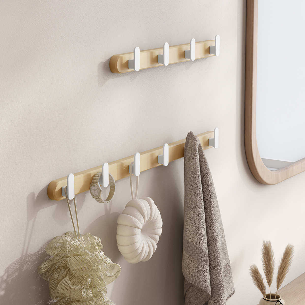 奶油风挂衣架墙上壁挂免打孔挂衣钩门后衣帽衣服挂钩进门墙壁玄关