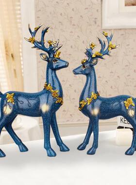 树脂工艺品欧式梅花鹿家居装饰品客厅酒柜摆件结婚送礼品厂家