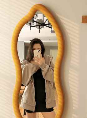 异波形全身镜卧室家试衣镜43143女生穿衣镜挂异行浪大镜用子墙落