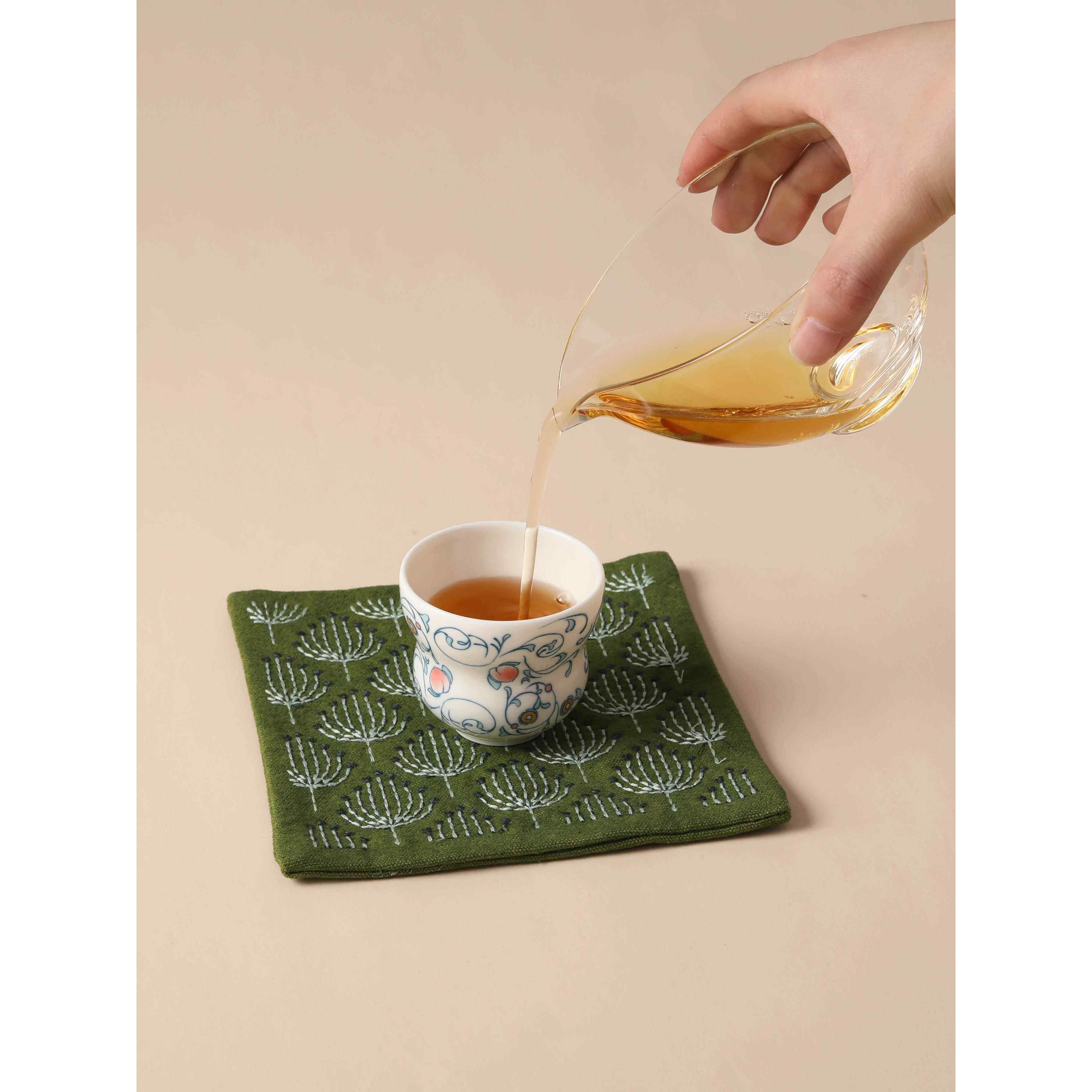 云杨茶舍森林绿蒲公英壶垫刺子绣茶席吸水垫茶桌垫布干泡茶杯垫子,餐饮具,茶道/零配,淘宝优惠券,粉丝福利购,淘宝优惠卷