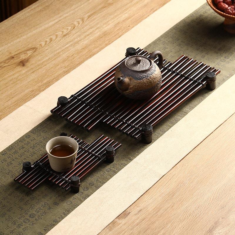 竹编小号茶垫日式功夫茶具覆古竹排干泡茶盘茶台竹制茶壶茶杯托盘