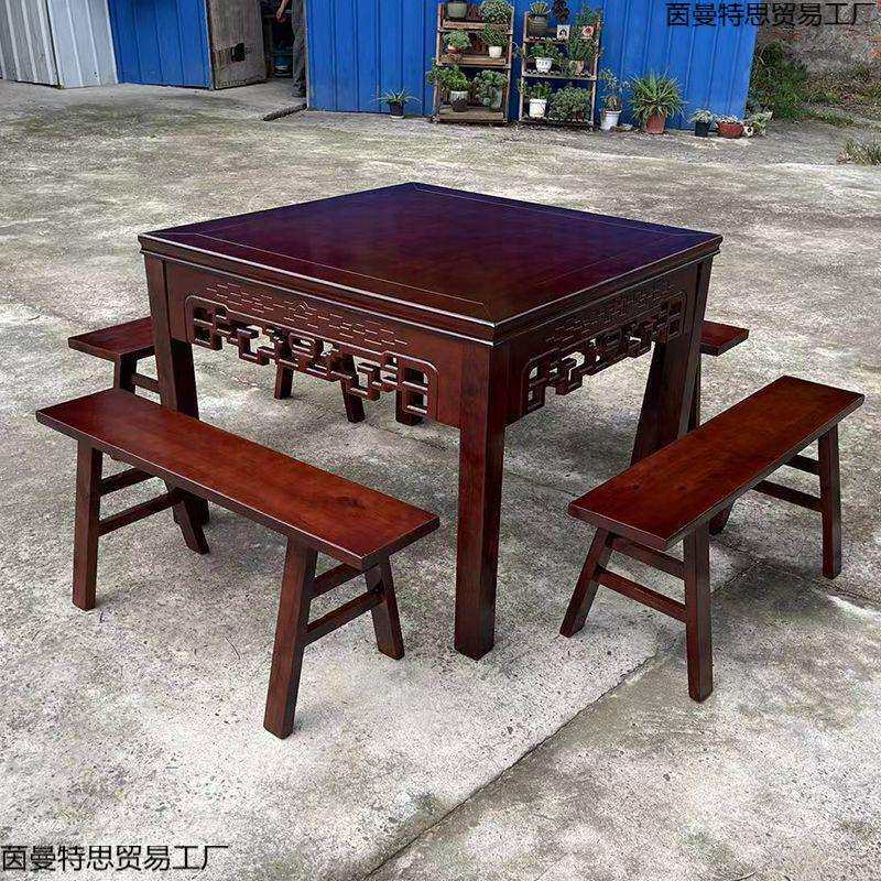 实木餐桌子家用复古八仙桌仿古四方餐桌餐厅饭店面馆商用家用餐桌