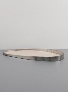 欧式简约创意皮革托盘摆件样板房售楼部卧室客厅书房桌面玄关饰品