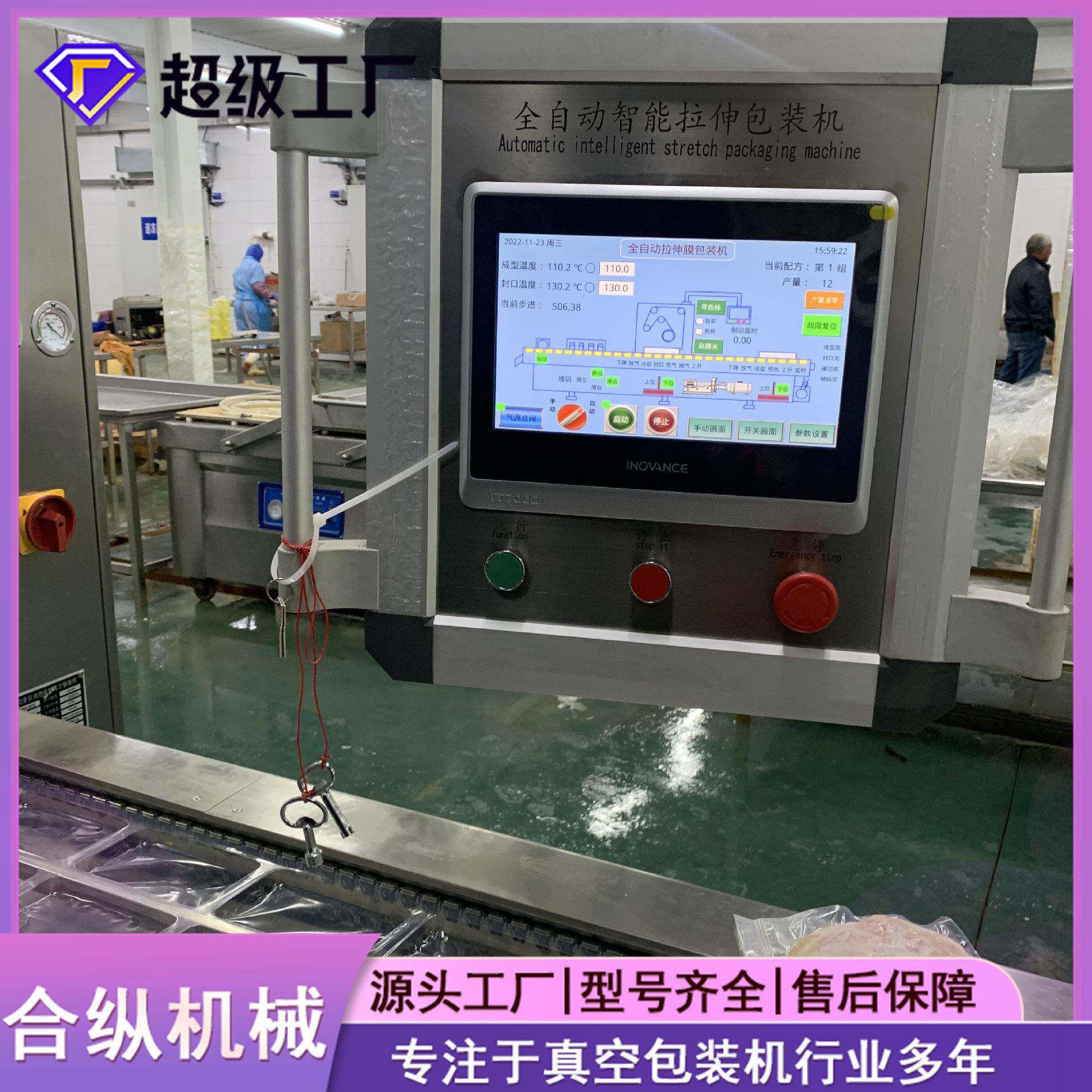 DLZ520全自动连续式拉伸膜真空包装机 宽粉烤肠预制菜包装设备