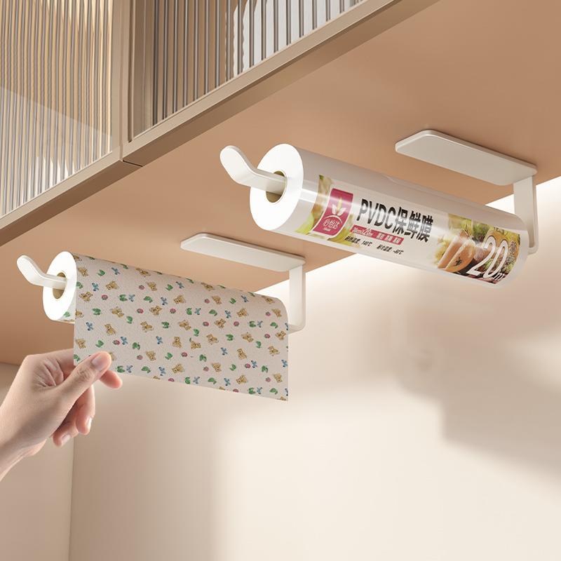 厨房纸巾架免打孔壁挂式抹布杆厨房用纸收纳架橱柜卷纸架保鲜膜架