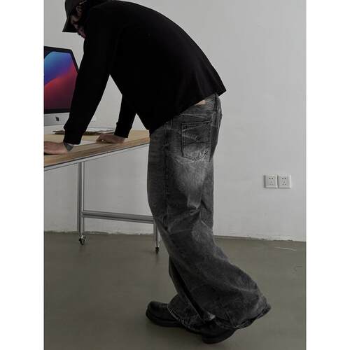 Men's New Washed Casual Streetwear Denim Jeans Loose Fit