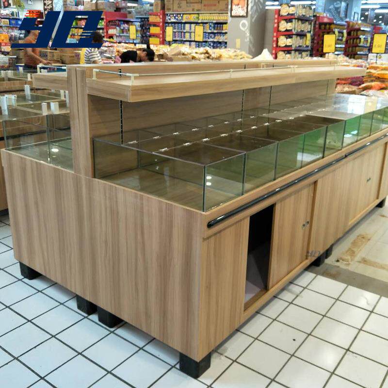 超市单面木质散装零食食品展柜定制商场便利店瓜子干果食品展示柜
