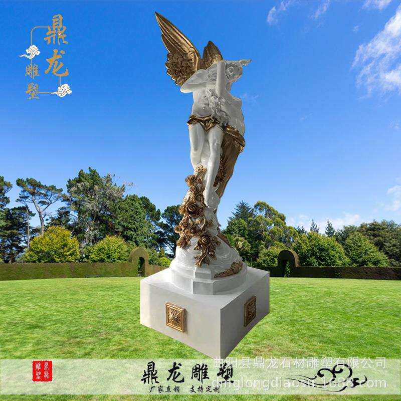 玻璃钢天使情侣雕塑欧式爱神之吻模型酒店广场装饰品室内艺术摆件