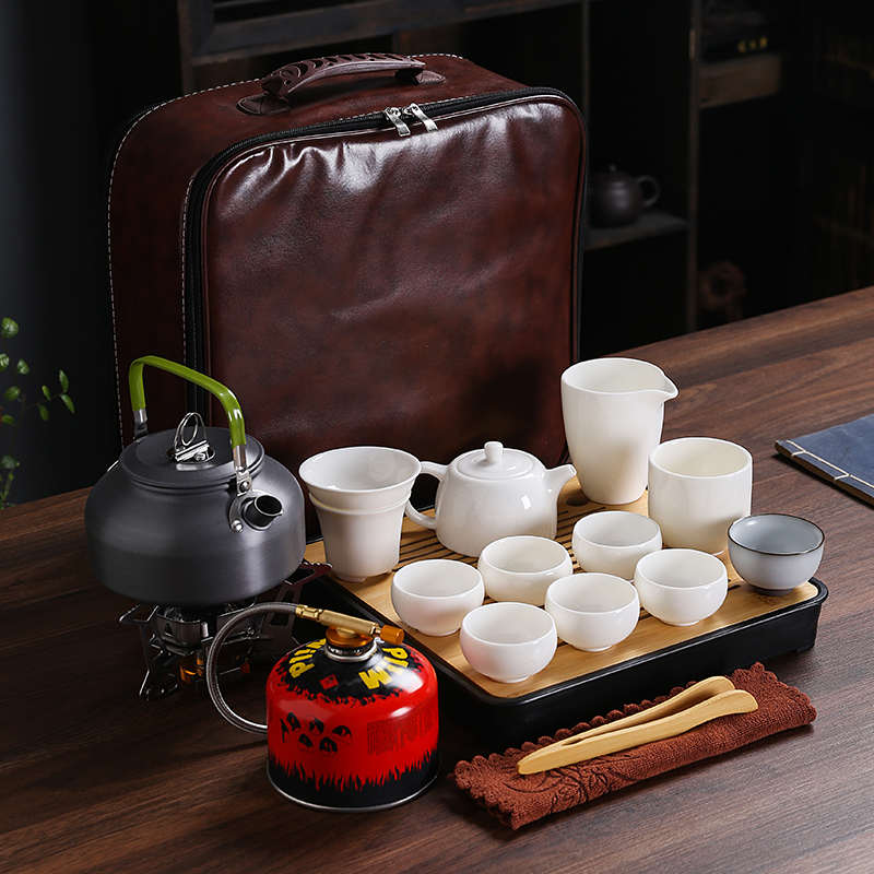 户外旅行茶具套装陶瓷茶壶茶杯带烧水壶便携露营泡茶神器功夫茶具