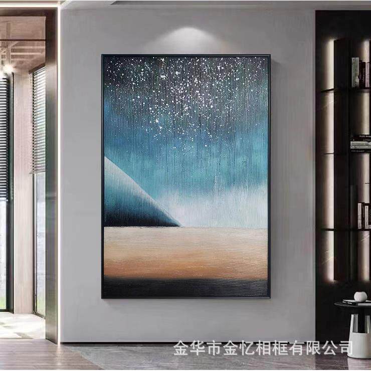 纯手绘立体肌理装饰画玄关竖款大型抽象油画高端肌理现代挂画