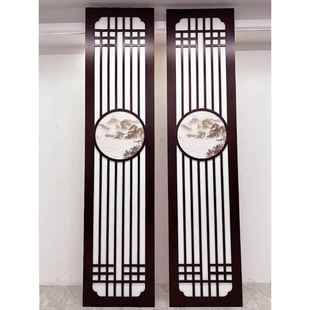 影视墙新中式电视背景墙雕花板仿古镂空花格木饰面屏风pvc木格栅