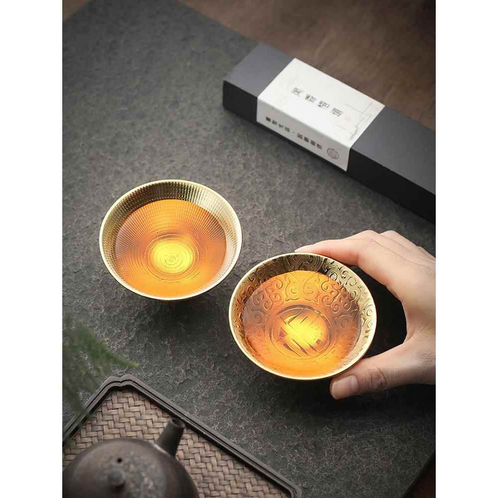 镀金银质大师杯陶瓷茶杯家庭个人茶杯茶具镀金茶杯金杯