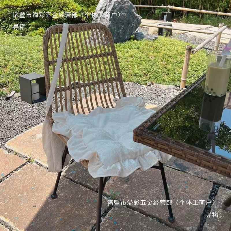 法式舍宫边椅子垫宿家居软花装户廷tj#j#yhf外花园浅色玫瑰提花柔