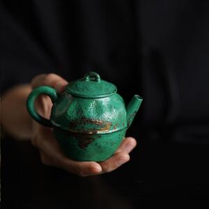 梵汝纯手工植物大漆诡红布里壶仿古高档雅玩茶具手执泡茶壶带过滤