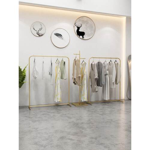 服装店展示架落地式金色女装店货架陈列架简约童装店专用挂衣架子