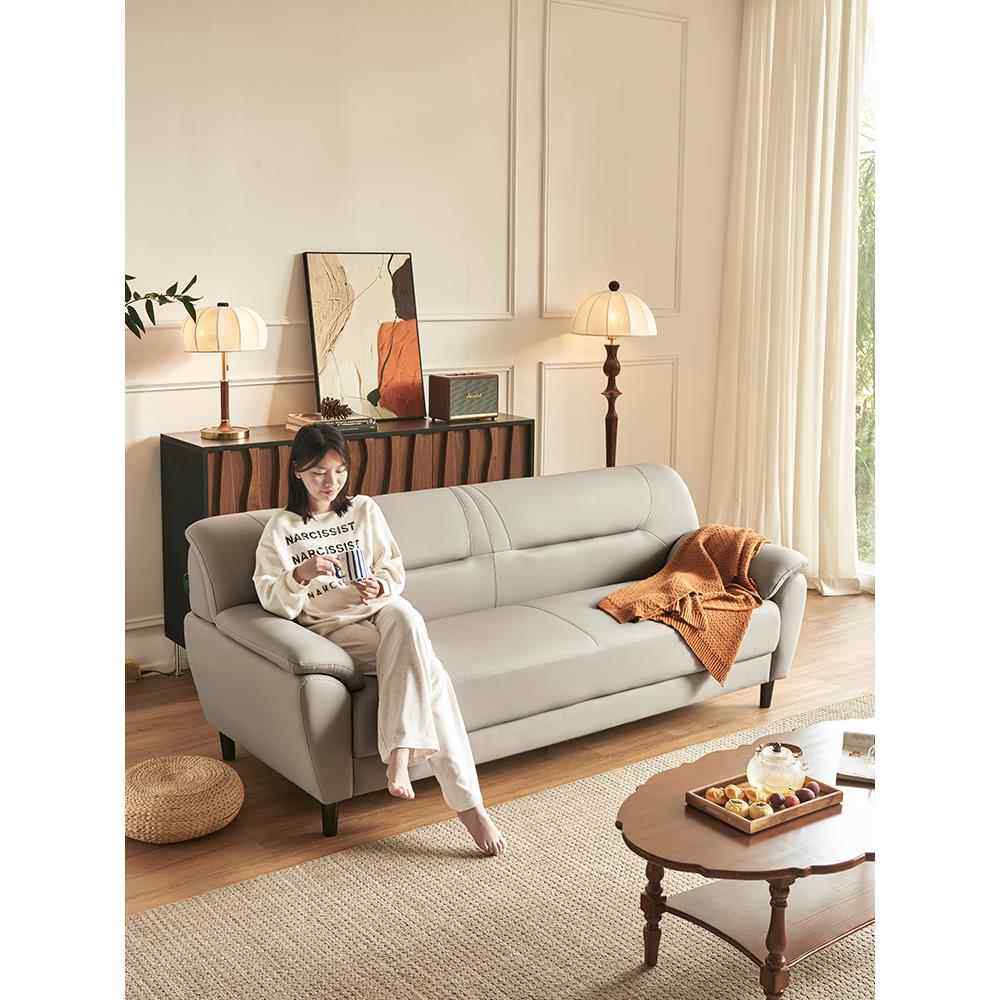 北欧简约双人真皮小户型沙发组合客厅三人位皮艺现代办公室皮沙发