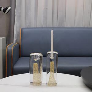 现代简约琉璃方块烛台摆件餐厅客厅卧室酒店电视柜样板房家居饰品