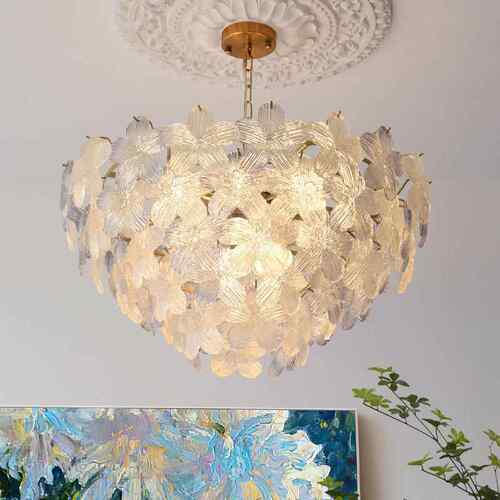 奢法式112客厅吊灯五叶草水灯轻现代简晶约卧室餐厅0灯225新款玻