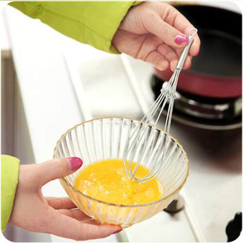 Manual Spring-Handle Egg Beater, 5-Wire Egg Mixer, Stainless