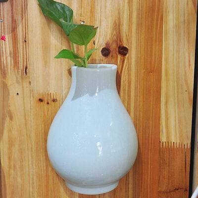景德镇陶瓷器挂壁墙花瓶插花壁挂式挂盆吊兰花盆水培无孔中式简约