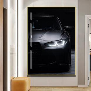 汽车术装饰俱画跑车赛车乐艺SM50729部墙画酒吧KT画V包厢挂带霓虹