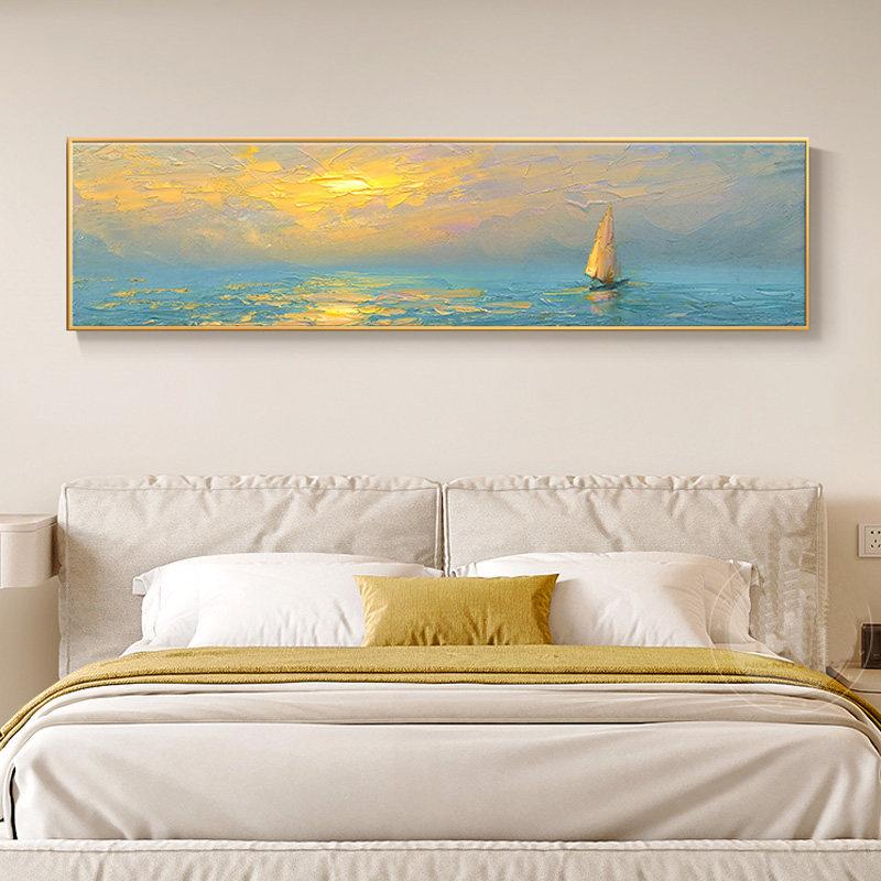 北欧卧室装饰画抽象海景主卧背景墙挂画简约温馨房间床头壁画墙画