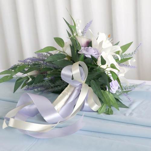 亚马逊新婚礼新娘手捧花仿款花水滴瀑真布照手SP-LY202拿花婚庆场