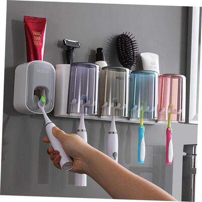 toothbrush tooth cup holder wall rack bathroom mount home