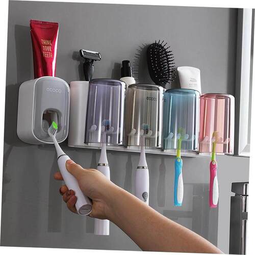 toothbrush tooth cup holder wall rack bathroom mount home