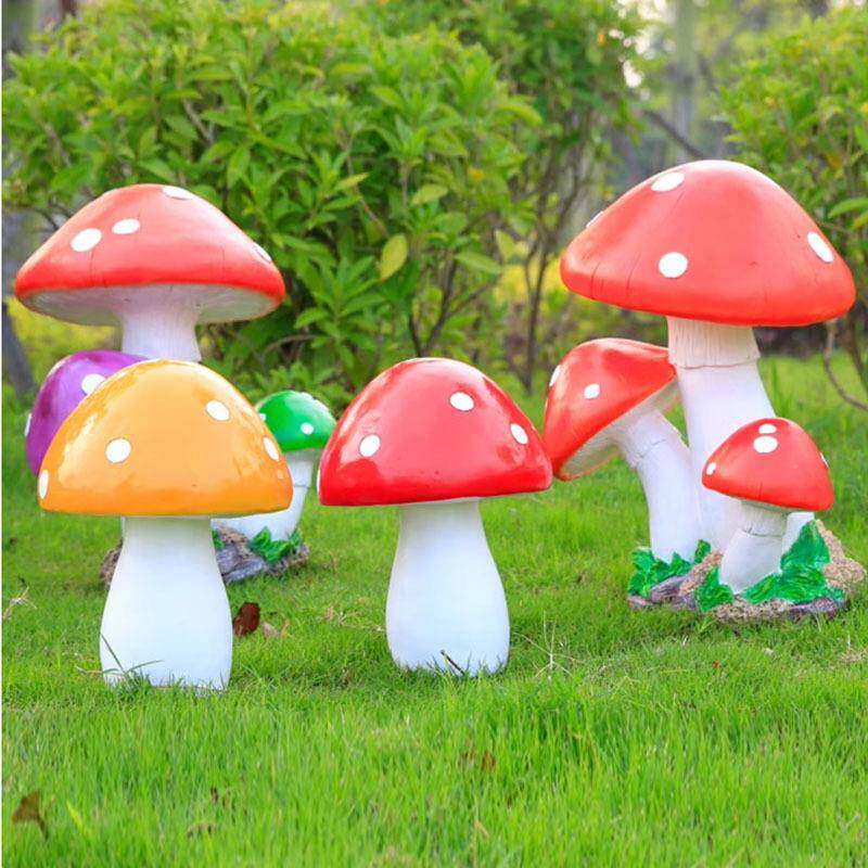 户外花园仿真蘑菇落地摆件植物园林草坪景观树脂玻璃钢装饰品雕塑