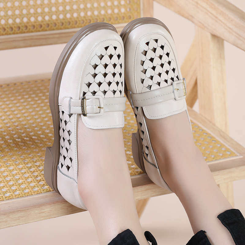 洞洞凉鞋女款2024新款夏季女士皮鞋中年妈妈鞋镂空大码女鞋41-43,女鞋,洞洞鞋,淘宝优惠券,粉丝福利购,淘宝优惠卷