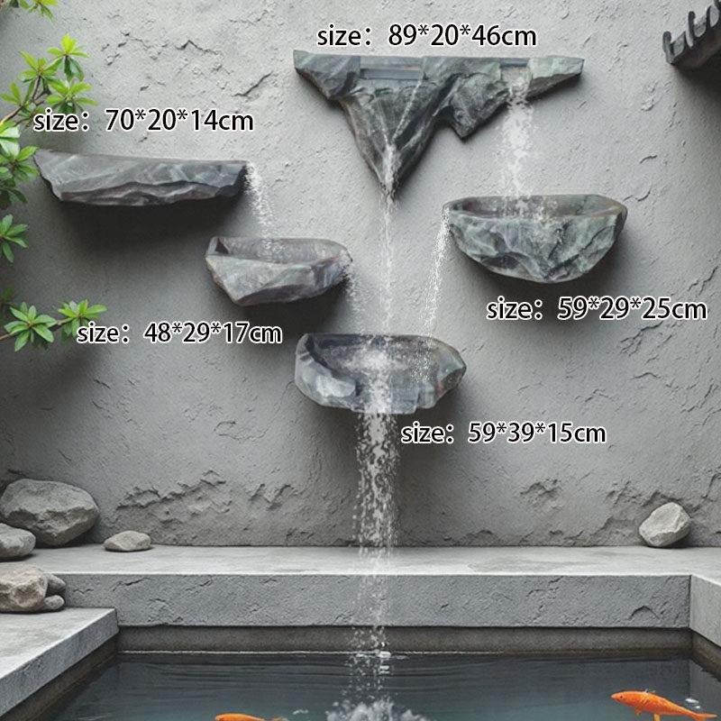 流水墙水帘出水口假石头摆件庭院水幕墙水槽装饰中式喷泉鱼池景观