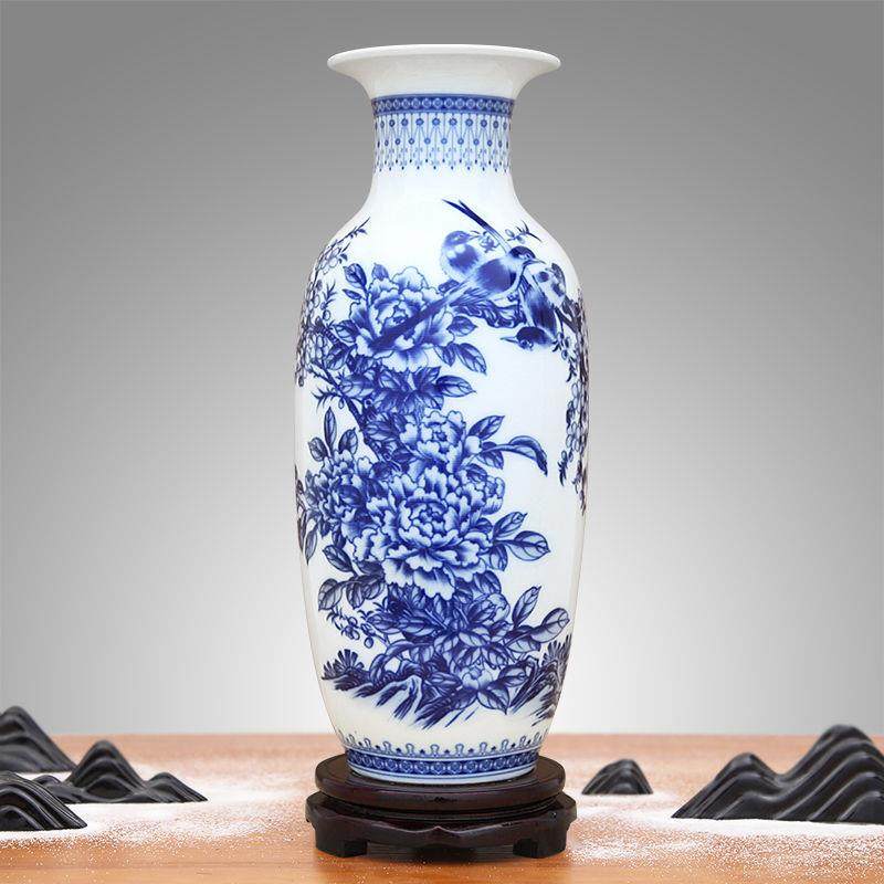 鸡毛掸子收纳瓶陶瓷器仿古青花瓷大花瓶摆件客厅富贵竹插花家居工