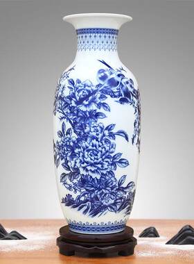 鸡毛掸子收纳瓶陶瓷器仿古青花瓷大花瓶摆件客厅富贵竹插花家居工