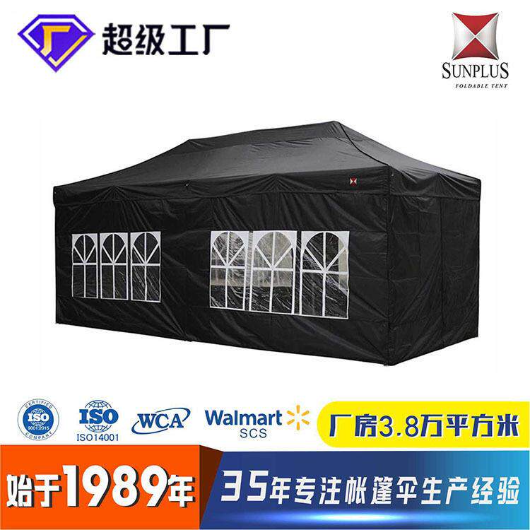 跨境户外帐篷折叠围布摆摊四角雨棚半透明罗马窗户艺术围布